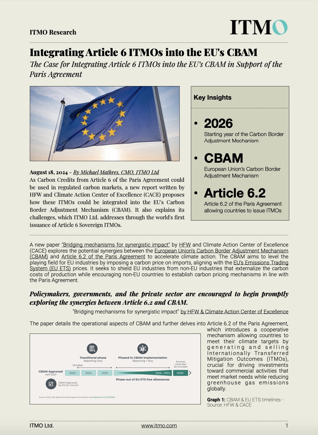 Integrating Article 6 ITMOs into the EU's CBAM - ITMO Ltd - www.itmo.com