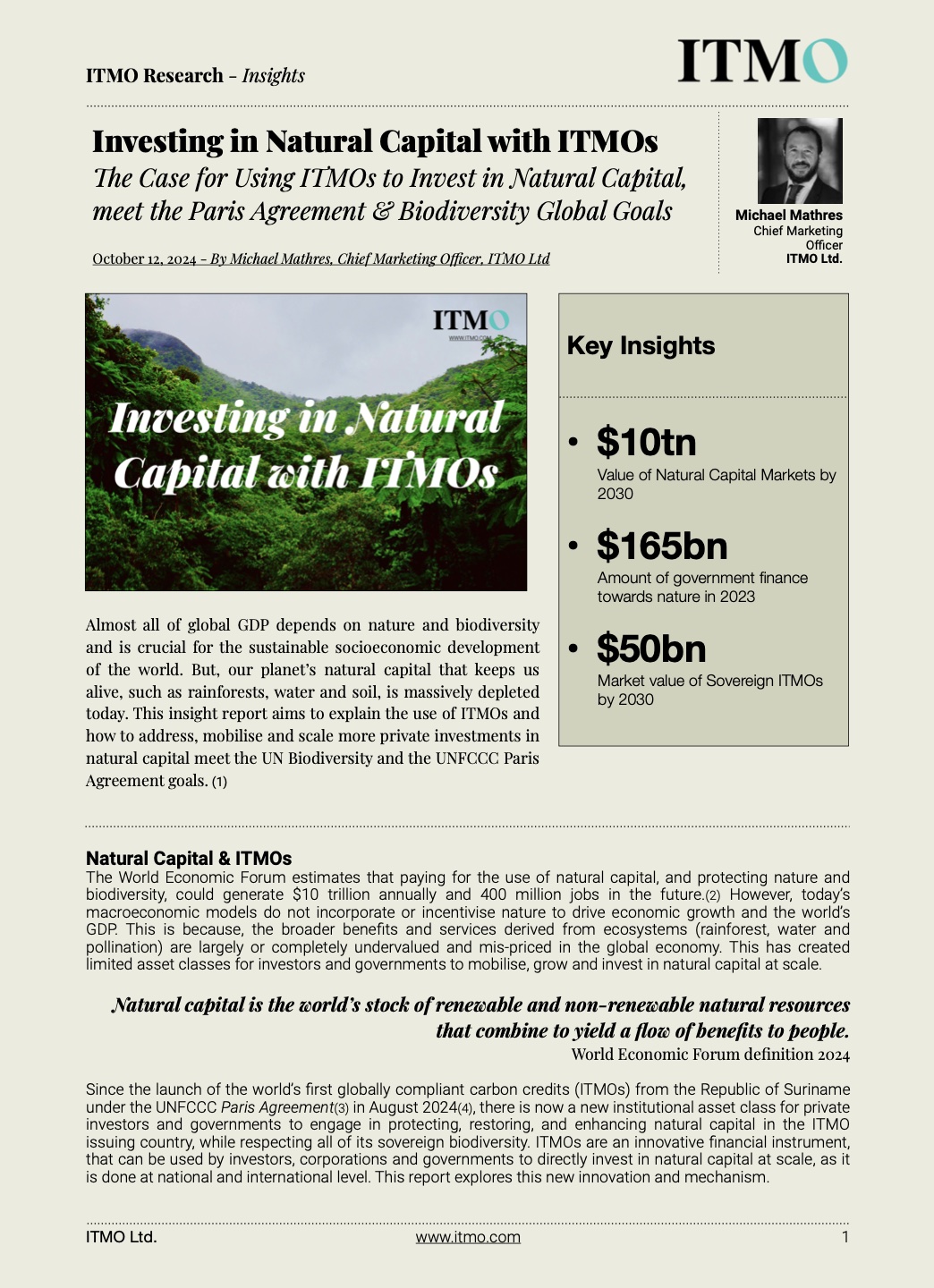 Investing in Natural Capital with ITMOs